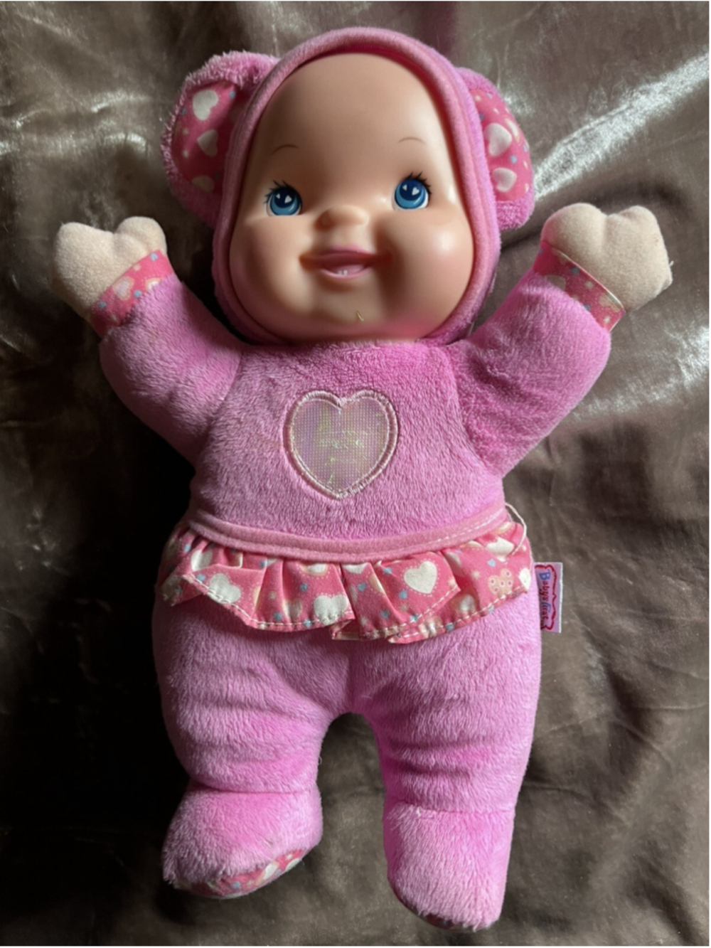 Baby's First Pink Plush Soft Body Baby Doll Goldberger Heart Teddy Bear Ears - Picture 10 of 16